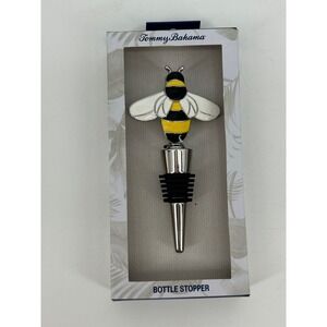 Tommy Bahama Bumble Bee Wine Bottle Stopper Silver Enamel - NEW